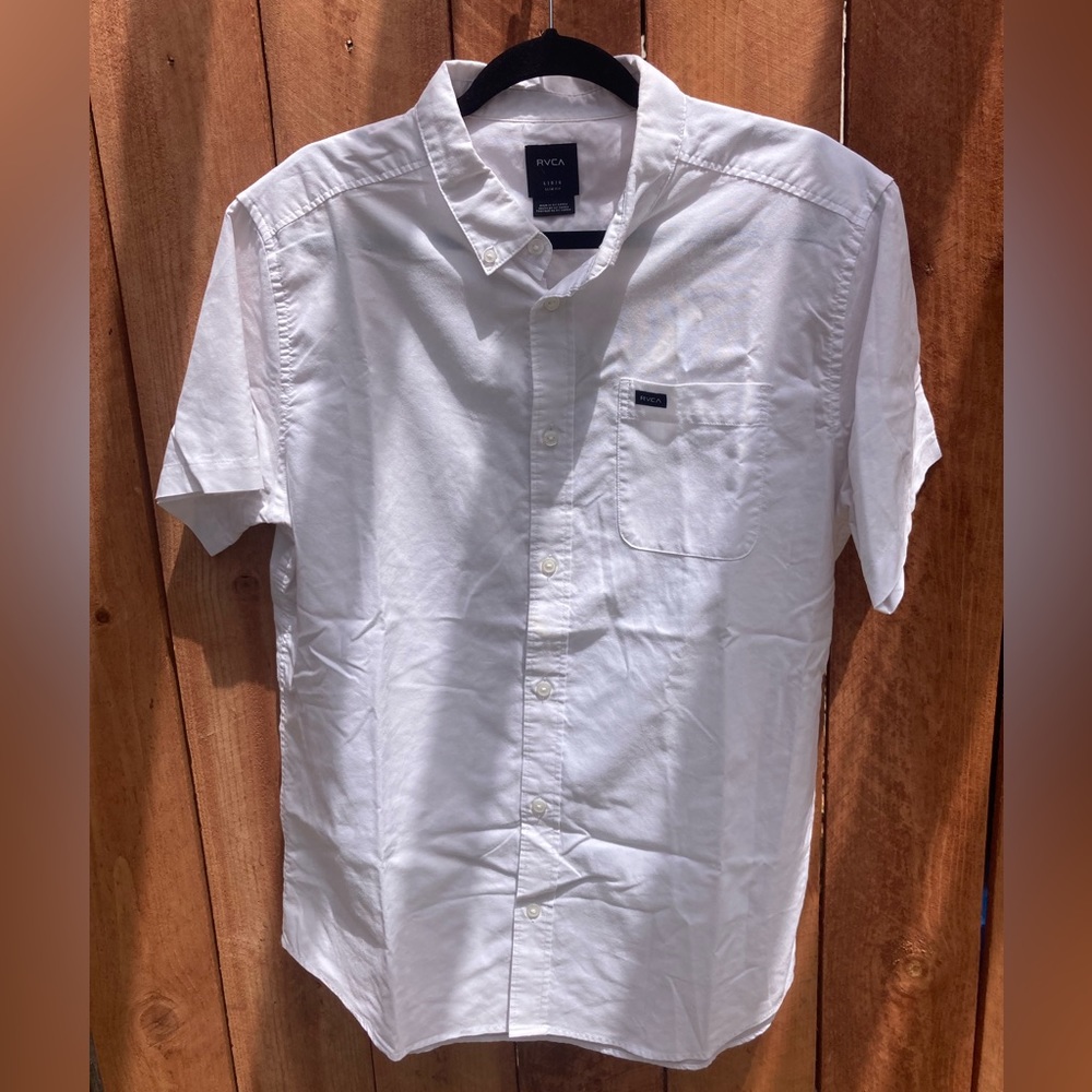 Mens RVCA white button up shirt